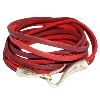 Brazalete enrollable rojo 98cm plateado